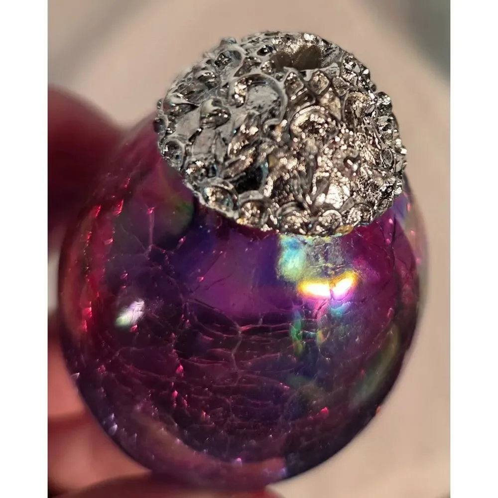 Vintage Iridescent Glass Easter Egg Ornaments Set of 5 Crackle Finish Bundle